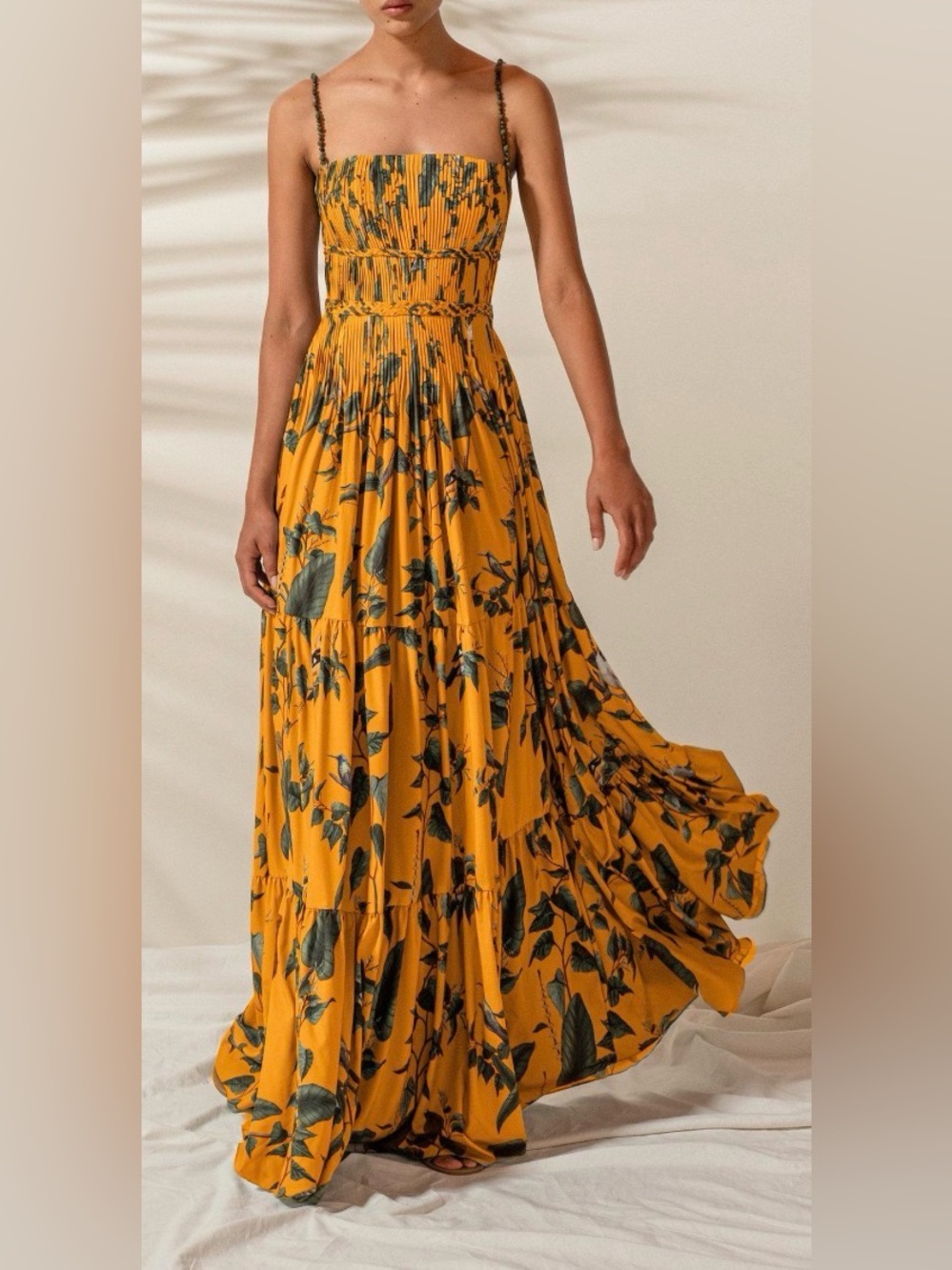Sunny Botanical Smocked Maxi Dress